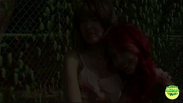 Flaming hot outdoor sex with super hot asian and brunette lesbian babes